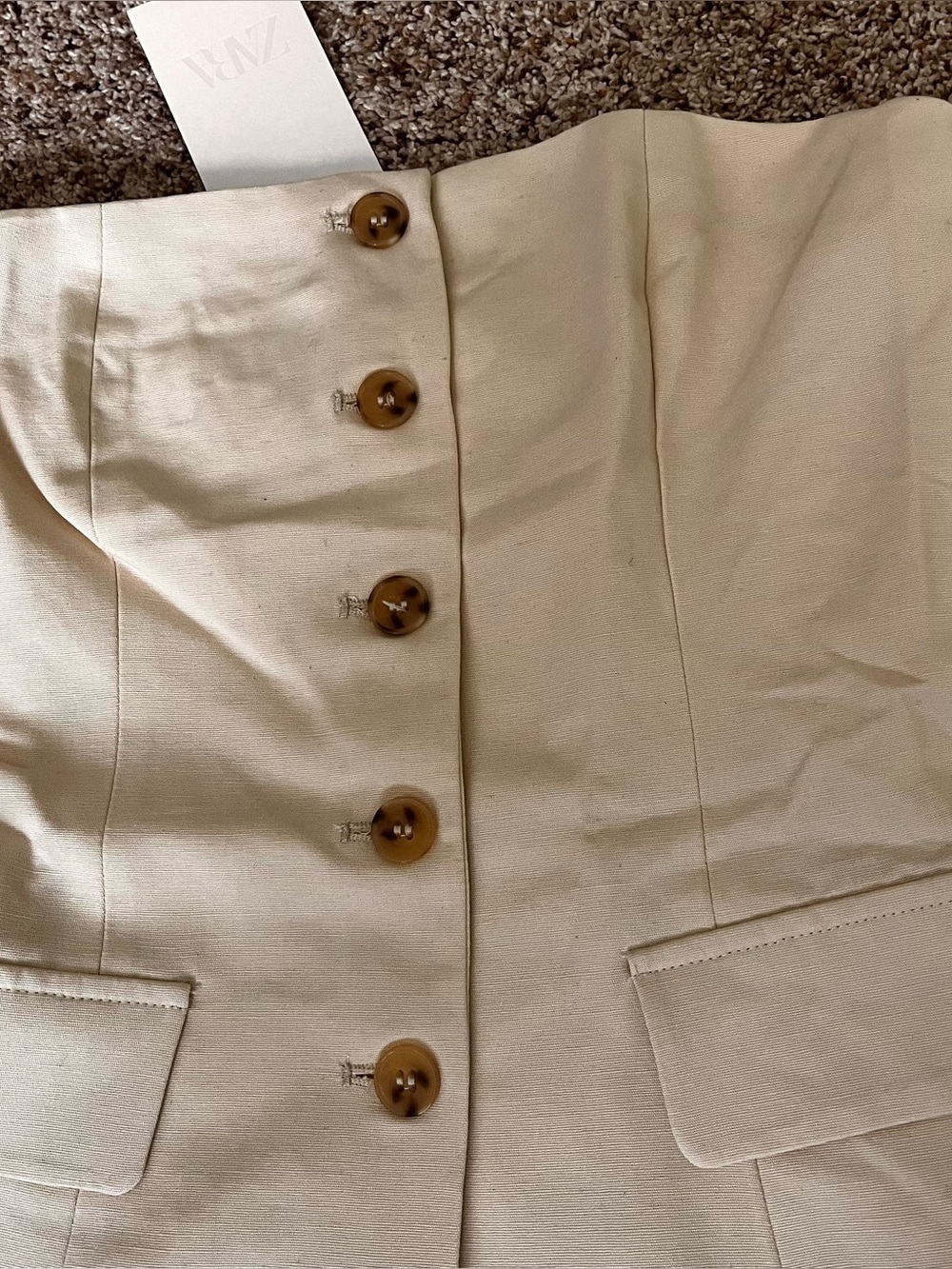 ZARA Buttoned Vest Top Vanilla Linen Blend Strapless Waistcoat XS NWT Summer - Picture 5 of 9